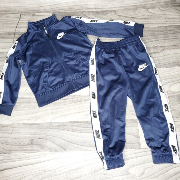 Nike Baby Boys Logo Taping Full Zip Jacket & Jogger Pant Tricot 2 Piece Set - Picture 1 of 6